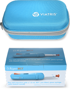 WhisperJECT Autoinjector travel kit - close WhisperJECT Autoinjector travel kit - outer carton
